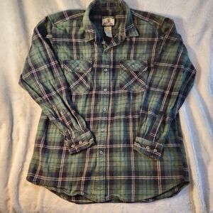 Vintage Field‎ & Stream Ombre Check Shirt Mens XXL Green Plaid Flannel